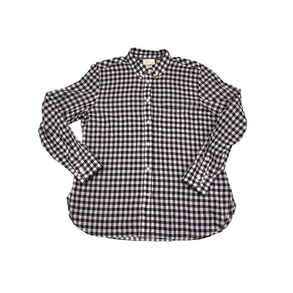 J.Crew Re-Imagined Navy Blue Gingham Button Down Shirt Classic Fit Size 12